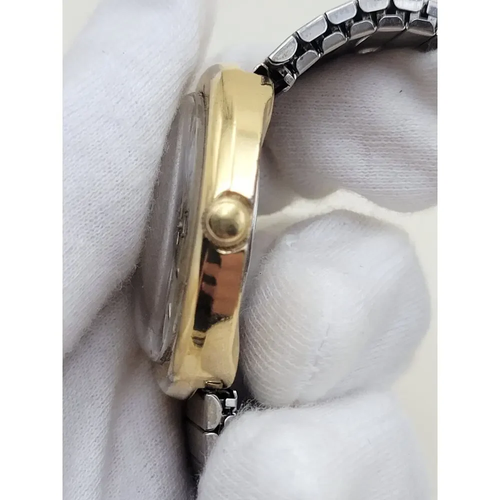 Vintage Timex Water Resistant Watch Mens Date Two Tone Expansion Band PARTS ONLY